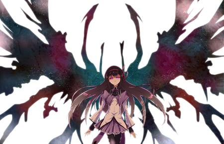 Madoka Magica - wings, akemi homura, mahou shoujo madoka magica, dark