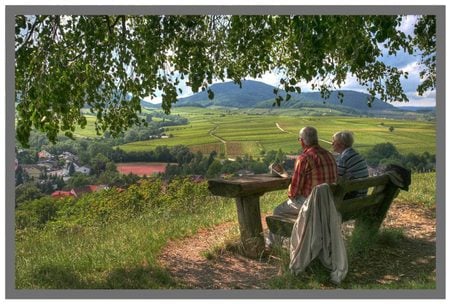 Nature - hill, quiet, green view, relaxation, fresh air, healthy life, table, man, rest, village, nature, woman, location, field