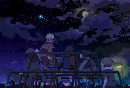 Naruto and Friends - dark, star, anime, boys