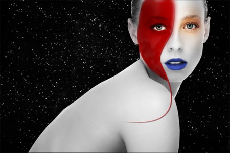 TWO FACED - faced, two, lips, female, red, eyes, blue