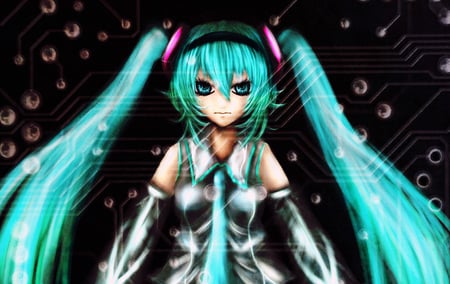 Hatsune Miku - pretty, anime, vocaloid, beautiful, twintail, girl, beauty, hatsune miku, green hair, cool, miku, hatsune, headset, sexy