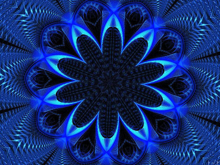 Blue And Black - fractal, abstract, black, blue