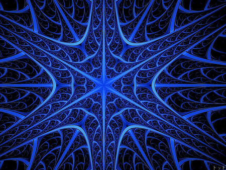 Blue and Black - fractal, abstract, black, blue