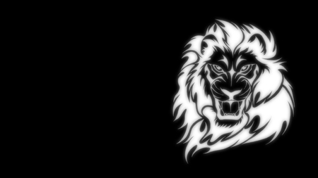 glowing lion art - cg, black, glowing, white, computer, lion, light