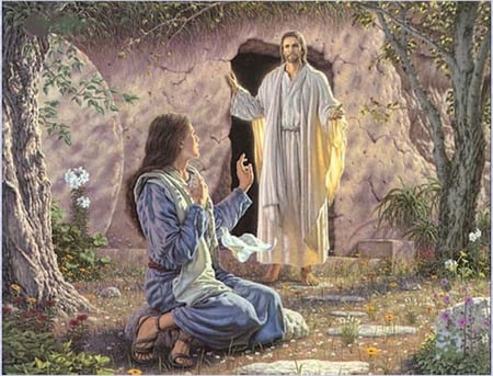 jesus risen - hill, mary, rock, jesus