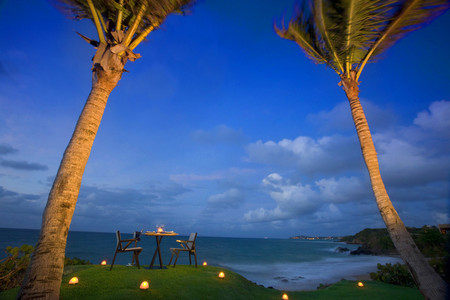 Romance - pretty, calm, beach, romance, dinner, fire, exotic, nice, sky, clouds, water, beautiful, photography, sea, lovely, cool, love, ocean, drink, harmony, champagne, peaceful