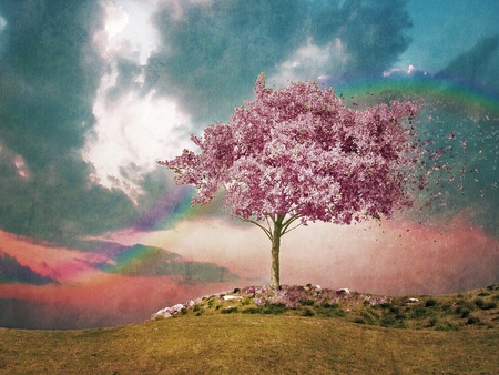 Nice art - beauty, sky, nature, art, clouds, 3d, tree, colors, grass