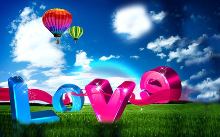 love balloons - balloons, colorful, love, sky