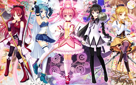 Mahou Shoujo Madoka Magica - akemi homura, miki sayaka, beautiful, hot, sayori, beauty, tomoe mami, kaname madoka, beauties, sakura kyouko, cute, thigh highs, anime girls, sexy