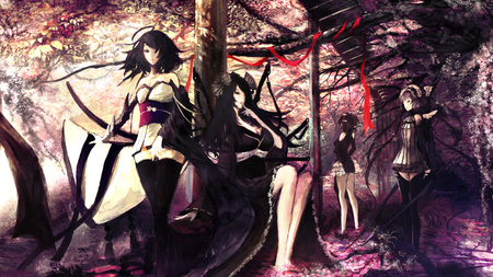 Yakatabako - forest, cool, cute, thigh highs, beauty, beautiful, awesome, beauties, hot, original, badass, sexy, anime girls, trees, kickass