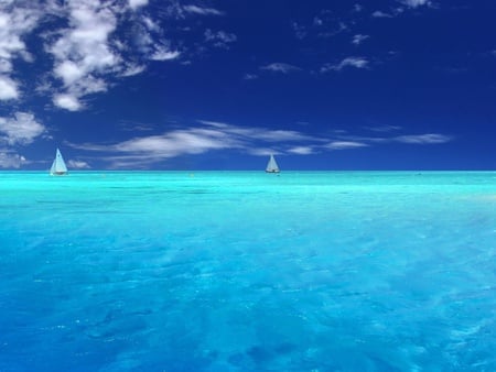 Clear water - nature, sky, ocean, beach, clouds, blue, clear, boat