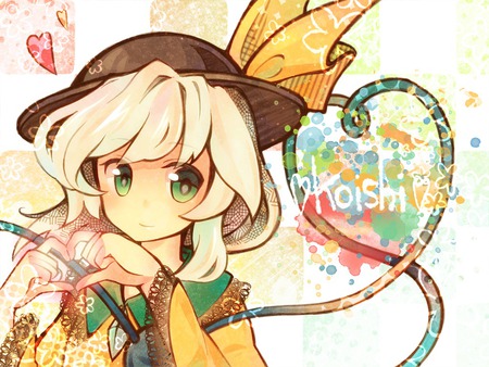 Cute Koishi - touhou, girl, koishi, hat, game, heart, komeiji koishi, white hair