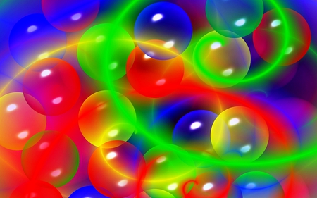 orbs - round, abstract, swirls, red, blue, colorful, green, bubbles