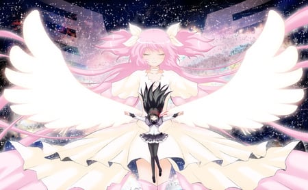 homura and madoka - magica, akemi homura, kaname madoka, mahou shoujo madoka, long hair