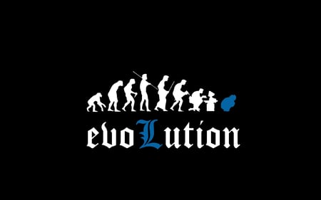 Evolution - l, death note, man, anime, computer, evolution, monkey