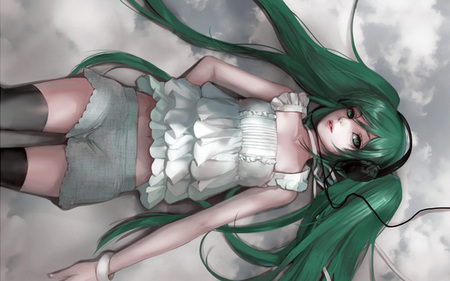 Hatsune Miku - beauty, hatsune miku, sexy, girl, headset, twintail, hatsune, cool, pretty, vocaloid, beautiful, anime, miku, green hair