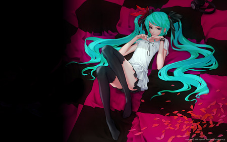 Hatsune Miku - pretty, anime, vocaloid, beautiful, twintail, girl, beauty, hatsune miku, green hair, cool, miku, hatsune, headset, sexy