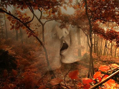 Passion - forest, love, man, passion, autumn, woman, desire, kiss, leaf, lovers