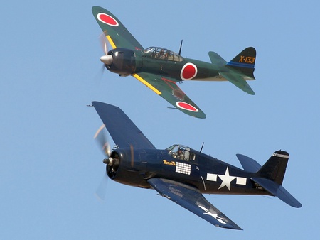 Enemies No More - f6f, replica, grumman, zero, mitsubishi, hellcat