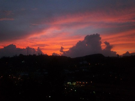 Sunset - view, sky, dark, blue, orange, sunset