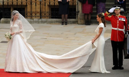 Catherine & Pippa - catherine, marriage, white, bridesmaid, dress, wedding