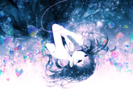 floating in a dream - pretty, anime, floating, girl, beauty, light, ark, dream