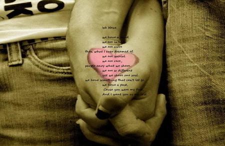 What we have - jeans, holding hands, poem, love, what we have, pink heart