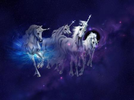 UNICORN FAMILY - fantasy, white, unicorns, wallpaper