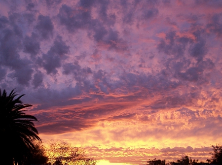 sunset - red, sky, purple, clouds, sunset, grey