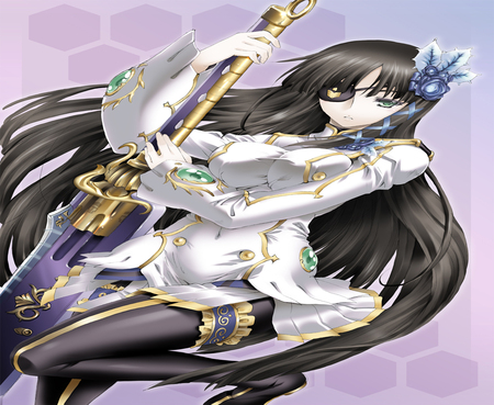 Phantasy Star - big breasts, sexy, thigh highs, female, video game, anime girl, phantasy star, game, cool, big sword, nagisa psp2i, sword