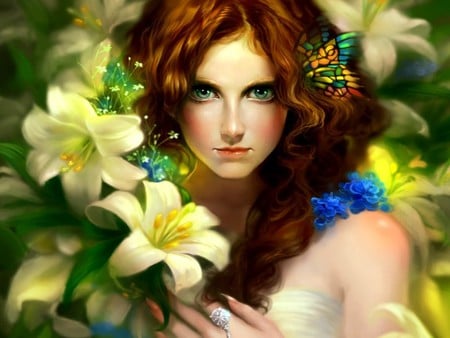 FLOWER GIRL - cg, flowers, girl, colorful