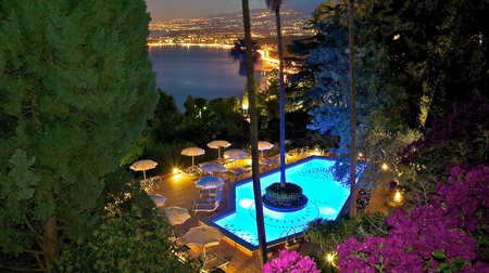 Lovely View - relax, pretty, summer, romantic, romance, flowers, villa, umbrella, holiday, house, luxury, beauty, colors, architecture, chair, nature, lights, italy, umbrellas, swimming pool, town, evening, italia, chairs, leaves, swimming, view, houses, sky, trees, water, beautiful, sea, resort, lovely, ocean, colorful, modern, pool, peaceful