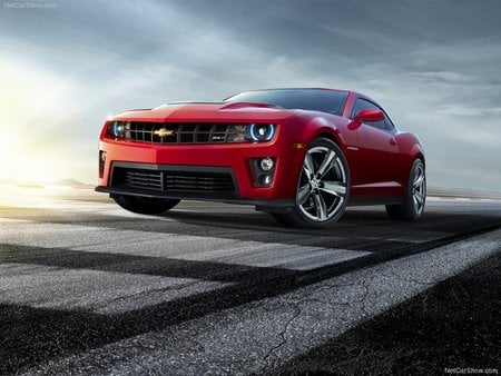 2012 strong red camaro - car, cool, sun, camaro, sky