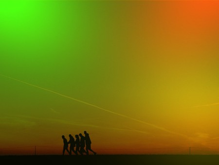 People walking - abstract, people, walk, aurora, color