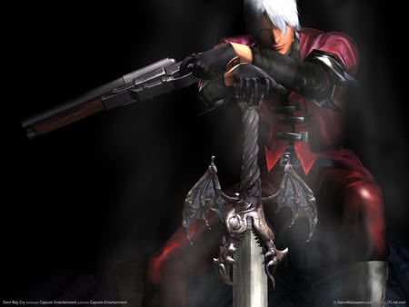 Dante - fighter, dante, gun, sword, eye, capcom, hair, style, devil may cry, hd, action, adventure, video game