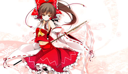 Hakurei Reimu - gohei, miko, touhou, girl, game, video game, anime, hakurei reimu