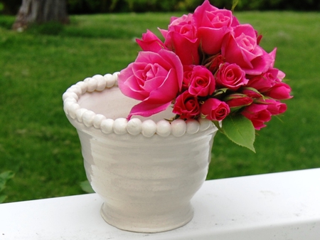 Mother*s Day Roses - red, roses, bouquet, vase, still life