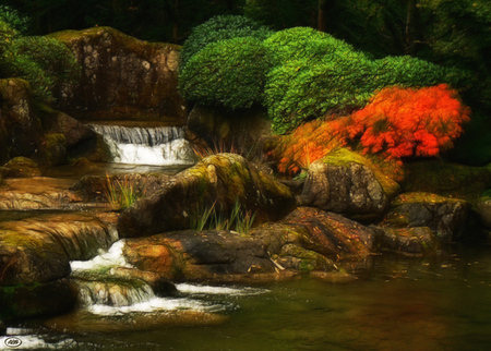 Falls - nature, falls, forests, rocks