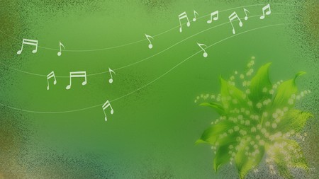 Lily of the Valley Music - flowers, abstract, music, green, lily of the valley, notes