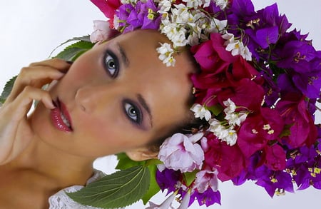 Flower girl - face, flowers, people, female