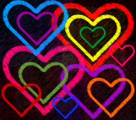 All Of My Heart .... - love, rainbow, abstract, hearts, colours, wallpaper