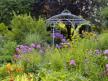 Garden - garden, plants, flowers, gazebo, nature