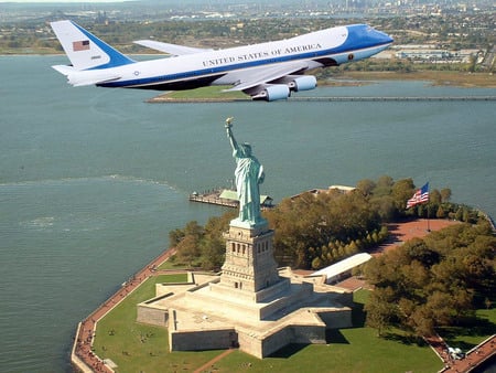 Air Force One over Lady Liberty