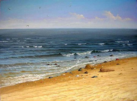 Ð˜.Ð—Ð°Ð±Ð¾Ñ€ÑÐºÐ¸Ñ… (Ñ…Ð¾Ð»ÑÑ‚, Ð¼Ð°ÑÐ»Ð¾) - beach, sand, painting, art