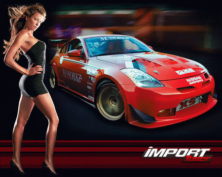 Nissan 350z - girl, z, legs, nissan, 350z, car, 350, babe, dress