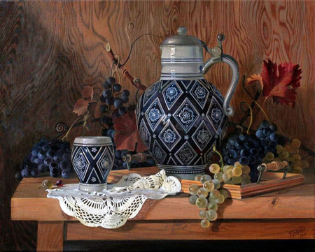 Ð¡.Ð§ÑƒÐ¼Ð°ÐºÐ¾Ð² - table, still life, painting, art