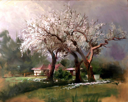 Sarah Bryant Fay. Apple tree - nature, painting, field, sarah bryant fay, art, apple tree