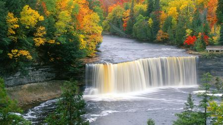 Waterfall - nature, rust, autumn, river, water, waterfalls, noise