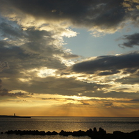 Fantastic sunset in Shimonoseki, Japan