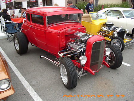 HOT ROD - red, auto, autos, custom, coupe, hotrods, show, hotrod, car, hot rod, outside, classic, cars